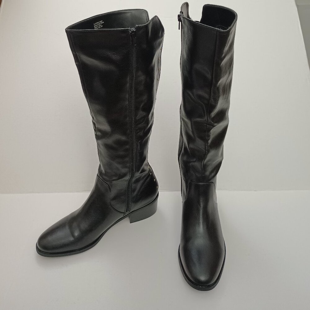 BAR III Womens Black Stretch Gore Vayla Round Toe Block Heel Riding Boot 10 M